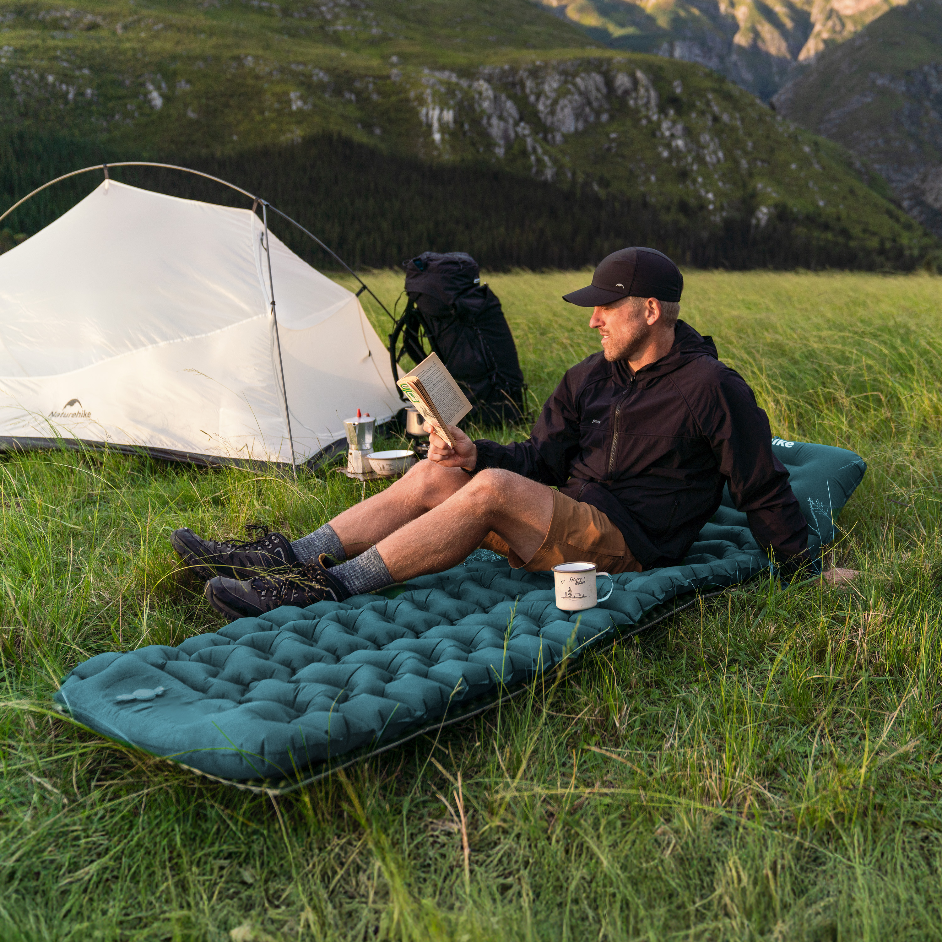 Naturehike nafukovacia karimatka FC01 s nožnou pumpou 680g - petrolejová